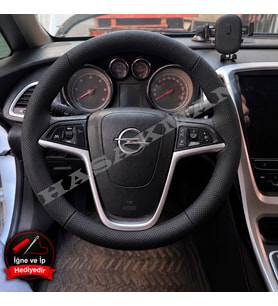 Opel Meriva B Dikme Direksiyon Kılıfı Premium Komple Delikli Deri Siyah Dikiş 2010-2017