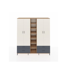 Hyperion Dolap 12 Raflı 4 Çekmeceli 2 Askılı 220x44x243 Çam-Aytaşı/Antrasit
