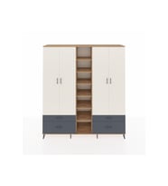 Hyperion Dolap 12 Raflı 4 Çekmeceli 2 Askılı 220x44x243 Çam-Aytaşı/Antrasit