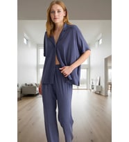 Kadın Rahat Kalıp Viskon Süprem Örme Pijama Takımı Seçkin Malzeme Trend Tasarım (Antrasit)
