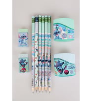 DEKOMUS İLE LİSANSLI STITCH 6 ADET SİLGİLİ KURŞUN KALEM,2 ADET SİLGİ VE2 ADET KALEMTRAŞ SETİ