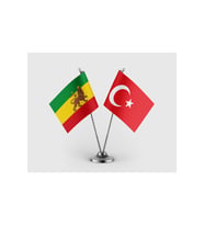 Etiyopya İmparatorluğu ve Türk Bayrağı İkili Saten Masa Bayrağı Takımı
