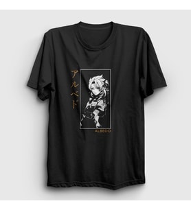 Presmono Unisex Siyah Albedo Oyun Genshin Impact T-Shirt 356215tt