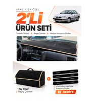 e-biz TOYOTA CARINA E T190 AİRBAGSİZ (1992-1997) Uyumlu Torpido + Tay Tüyü Çanta - Siyah-Bej - TO009