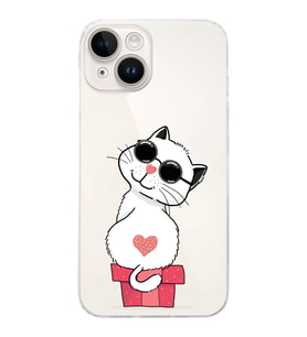 Apple iPhone 14 Plus Uyumlu Kamera Korumalı Tıpalı Kapak Coolcat Tasarımlı ŞeffafKılıf