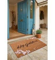 Valerine Life Kapı Önü Paspası 45x70cm Kaymaz Taban Dekoratif iç Dış Mekan Pembe Kiraz Çiçekleri