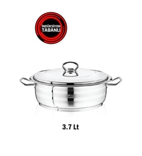 Safinox Çelik Flavia Metal Kulplu 24x08 Cm İndiksiyon Basık Tencere 3.7 lt 18/10
