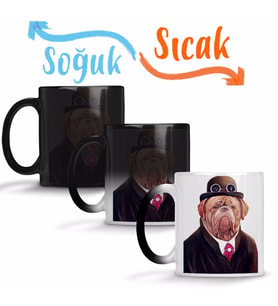 Süslü Pug Köpek Sihirli Kupa Bardak Porselen