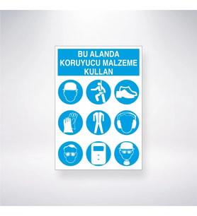 Bu Alanda Koruyucu Malzeme Kullan 21x28 Arkası Yapışkanlı Levha