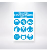 Bu Alanda Koruyucu Malzeme Kullan 21x28 Arkası Yapışkanlı Levha