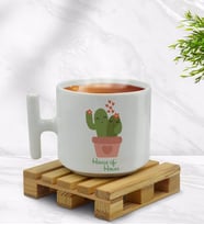 BK Gift Kişiye Özel Kaktüs Tasarımlı T Kulplu Beyaz Middle Kupa Bardak-11