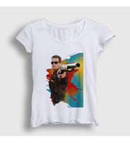Presmono Kadın Beyaz Shotgun Film The Terminator T-Shirt 411521tt