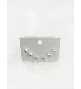 İnci ( İğne Kısmı Rodyum Kaplama ) Zirkon Taşlı Pirinç Altılı Kombin Küpe - Kp00656