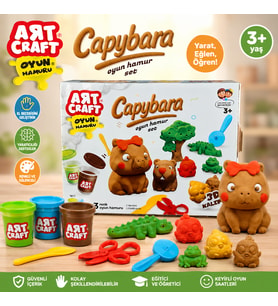Art Craft Capybara Hamur Seti 3 Renk Oyun Hamuru ve 3D Kalıplı Eğitici Yaratıcılık Seti