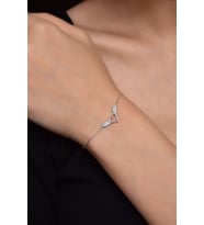 Papatya Silver 925 Ayar Gümüş Rodyum Kaplama Zirkon Taşlı Kalp Kanat Bileklik