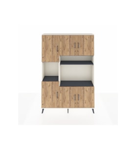 Arges Dolap 9 Raflı 6 Kapaklı 132x30x195 Aytaşı-Çam/Antrasit