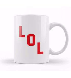 Lol Red Digital Font Kupa Bardak Porselen