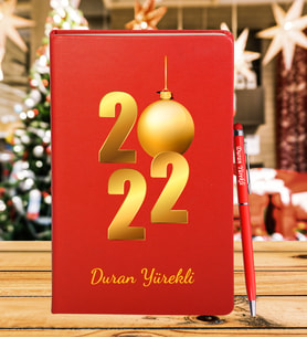 Yılbaşı İçin Kişiye Özel Tasarım Defter Kalem Hediye Seti