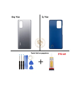 Xiaomi Redmi Note 10 Pro Oniks Grisi Uyumlu Arka Kapak + Yapıştırıcı ve Vida Seti