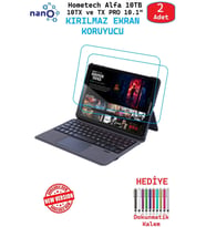 2 ADET Hometech Alfa 10TX-PRO 10TB 10.1" Tam Uyumlu Ekran Koruyucu Şeffaf Cam Nano HD Esnek Kırılmaz