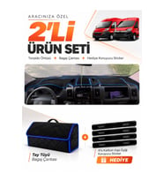 e-biz CİTROEN JUMPER (2006-2024) Uyumlu Torpido Örtüsü + Tay Tüyü Bagaj Çantası - Siyah-Mavi - CI006