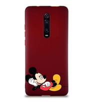 Xiaomi Mi 9T Pro Soft Premier Kapak Mickey Mouse-F Tasarımlı Silikon Kılıf - Mürdüm (Şeffaf)