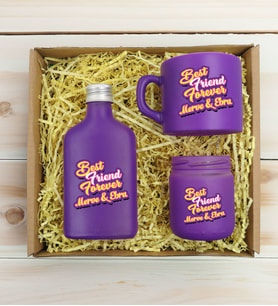 BK Gift Kişiye Özel İsimli DTF Best Friend Temalı Mor Kahve Fincanı & Kolonya & Mum Hediye Seti-3, Arkadaşa Hediye, Doğum Günü Hediyesi