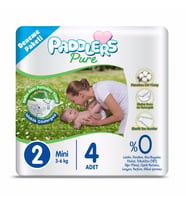 Paddlers Pure Bebek Bezi 2 Numara Mini 4 Adet (3-6 Kg)  Deneme Paketi