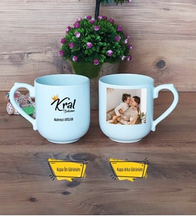 Kral Babam Babaya Hediye Kupa Bardak Oval Fotoğraflı Babalar Günü Hediyesi