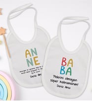 BK Kids Kişiye Özel Anne ve Baba Tasarımlı 2’li Beyaz Mama Önlüğü-5