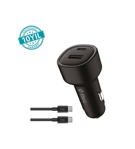 Ttec 2CKP02CS Smart Charger Duo PD 48W Araç İçi Hızlı Şarj Cihazı USB-C+USB-A 3A Kablo