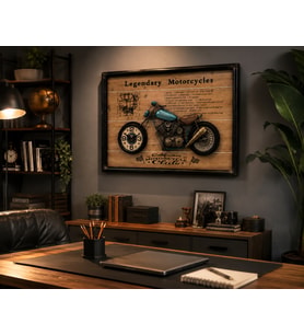 Ev Ofis Hediyesi Dekoratif Motosiklet Duvar Saati 3D Kabartmalı Modern Metal Tablo Saat 60x40 CM