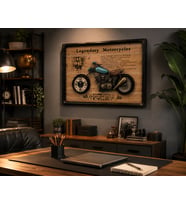 Ev Ofis Hediyesi Dekoratif Motosiklet Duvar Saati 3D Kabartmalı Modern Metal Tablo Saat 60x40 CM