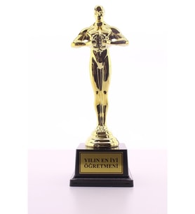 Öğretmenlerimizin En Önemli Gününe Anlam Katan Yılın En İyi Öğretmeni Oscarı Ödülü Hediye Büyük Boy (Sarı)