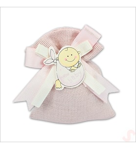 Lavantalı Keten Kese 11cm x 10cm - Pembe, 1 Adet