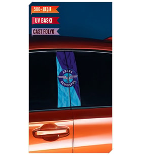 Araç Kapı Direk Kaplama Folyosu ADS Desenli (Sağ Sol Takım) (2 Adet) - 22x50 Cm (Çok Renkli)