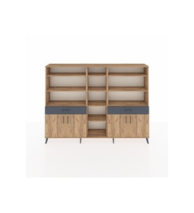 Arges Dolap 12 Raflı 2 Çekmeceli 4 Kapaklı 220x30x163 Çam-Çam/Antrasit