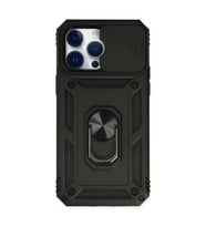 Apple İphone 14 Pro Max Kılıf Pars Lens Yüzüklü Silikon - Siyah