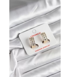 14K Gold Renk Kaplama Zirkon Taşlı CM Kadın Küpe - TJ-BKP11419