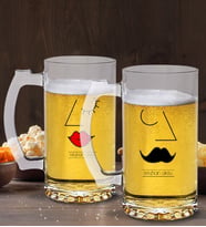 BK Gift Kişiye Özel Picasso Erkek ve Kadın Figürlü 2’li Cam Bira Bardağı 50cl-1 (Beyaz)