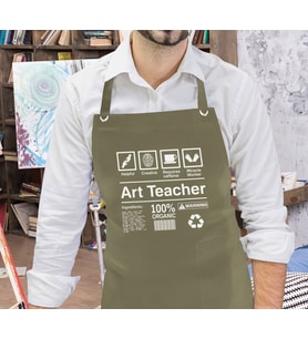 BK Gift Profesyonel Resim Öğretmeni Tasarımlı Haki Mutfak Önlüğü, Resim Önlüğü, Şef Önlüğü, Ev Hediyesi, Öğretmenler Günü Hediyesi