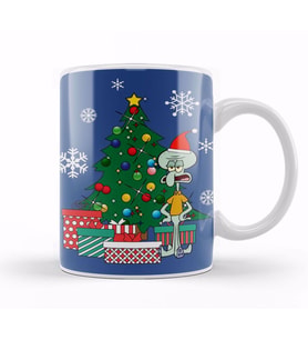 Squidward Tentacles Around The Christmas Tree Kupa Bardak Porselen