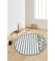 Dijital Baskılı Kaymaz Taban Yıkanabilir Yuvarlak Salon Halısı Koridor Halısı Paspas NDY-HT-200 (Gri)