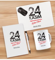 BK Gift Kişiye Özel İsimli Öğretmenler Günü Tasarımlı Defter, Tükenmez Kalem, Kupa ve Mousepad Hediye Seti - 9, Öğretmene Hediye, Öğretmenler Günü