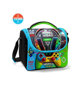 Coral High Kids Siyah Fosforlu Yeşil Kulaklık Game Desenli Thermo Beslenme Çantası 11877
