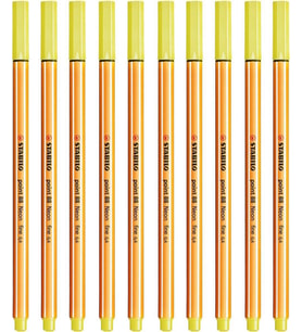 Stabilo İnce Keçe Uçlu Kalem 88 Point 0.4 MM Limon Sarısı Fineliner Kalem (10 Lu Paket) (Karışık)
