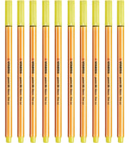 Stabilo İnce Keçe Uçlu Kalem 88 Point 0.4 MM Limon Sarısı Fineliner Kalem (10 Lu Paket) (Karışık)