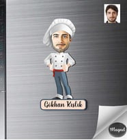 Kişiye Özel Ahcı Erkek Ahşap Magnet -1