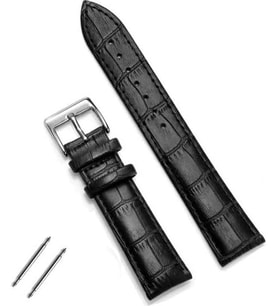 Seiko  Saat Uyumlu Croco   Siyah Renk Deri Saat Kordonu Kayışı   24    mm