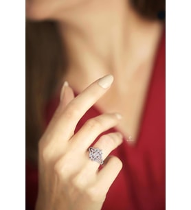 Gümüş Rengi 1 Carat Görünümünde Beyaz Taşlı 925 Ayar Pırlanta Model Gümüş Baget Yüzük YZ-0024